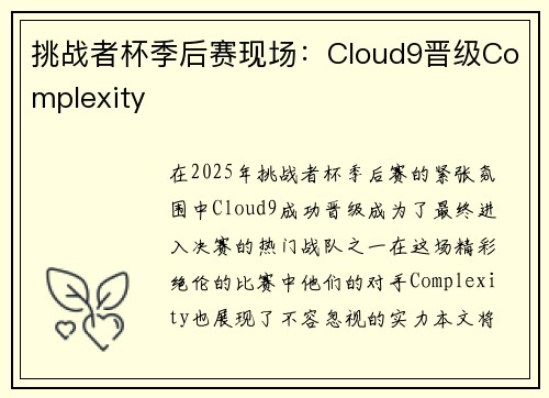 挑战者杯季后赛现场：Cloud9晋级Complexity